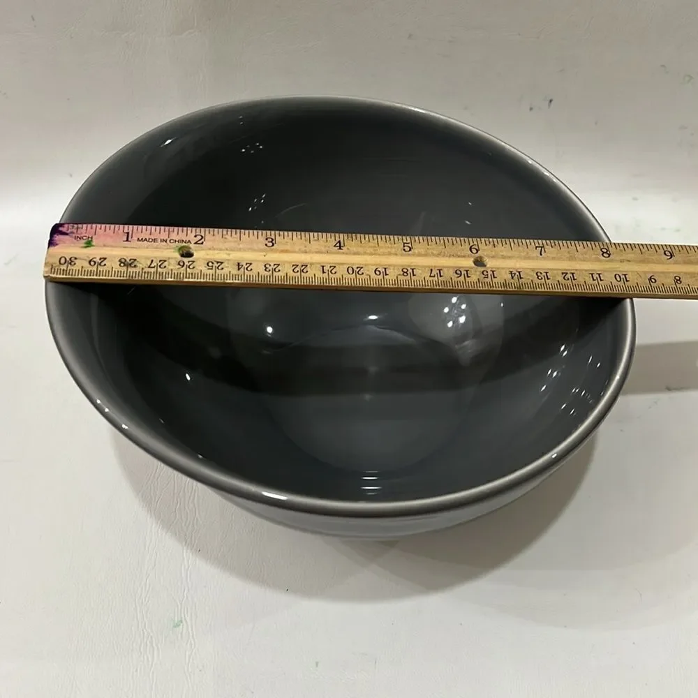 Williams Sonoma Bowl Gray Glass Portugal 3 1/2 Tall X 4 1/4 Tall 8 1/4 Round